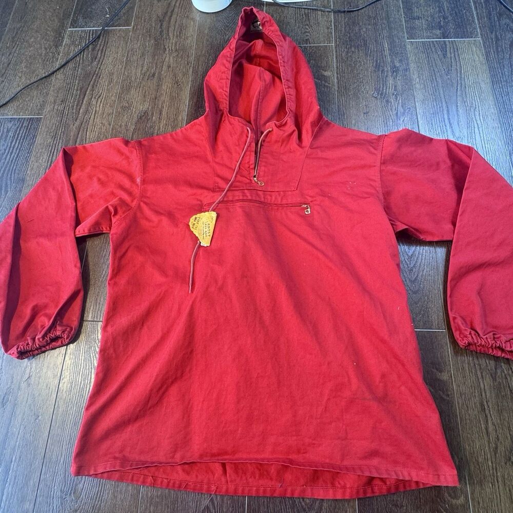VTG Carroll Reed Carroller Ski Anorak Hooded Pullover Red King Ski Tag USA Sz XL